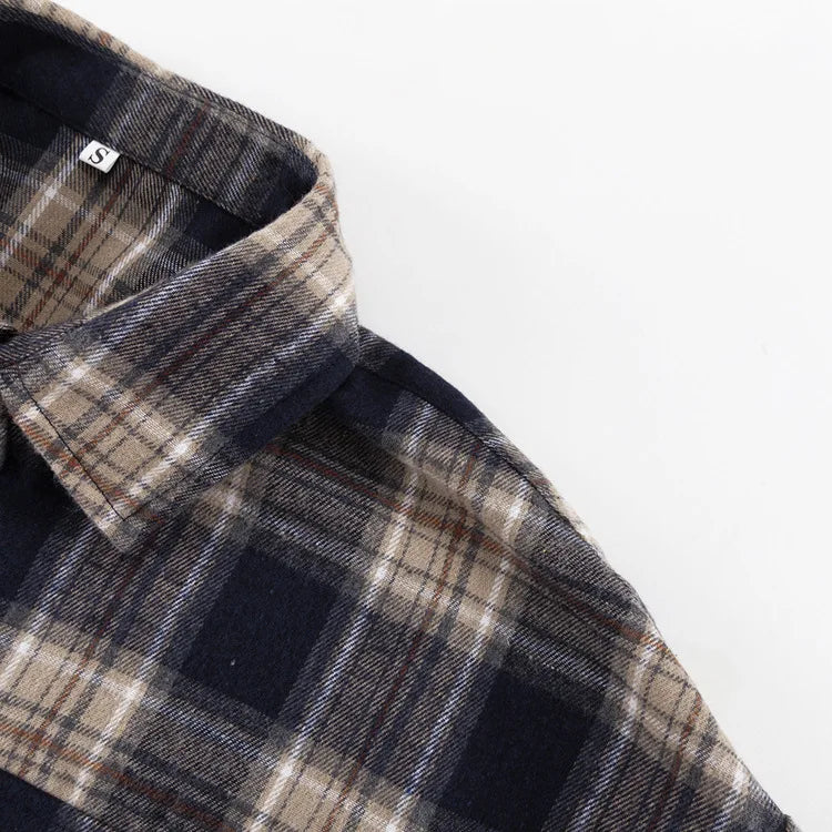 מכופתרת משבצות חומה- ספיר