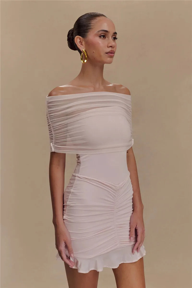 שמלת מיני סטרפלס- לילך