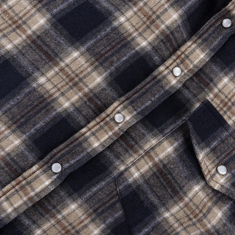 מכופתרת משבצות חומה- ספיר