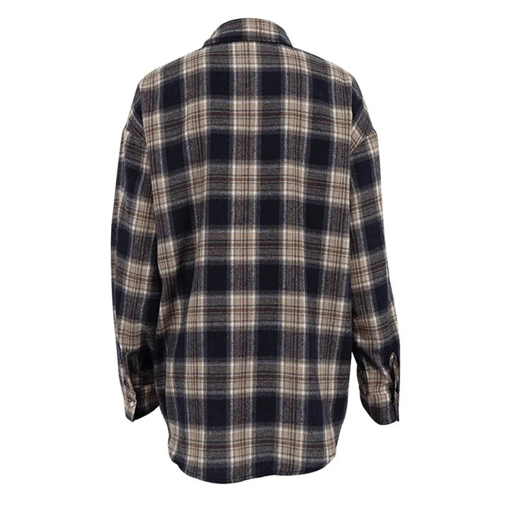 מכופתרת משבצות חומה- ספיר