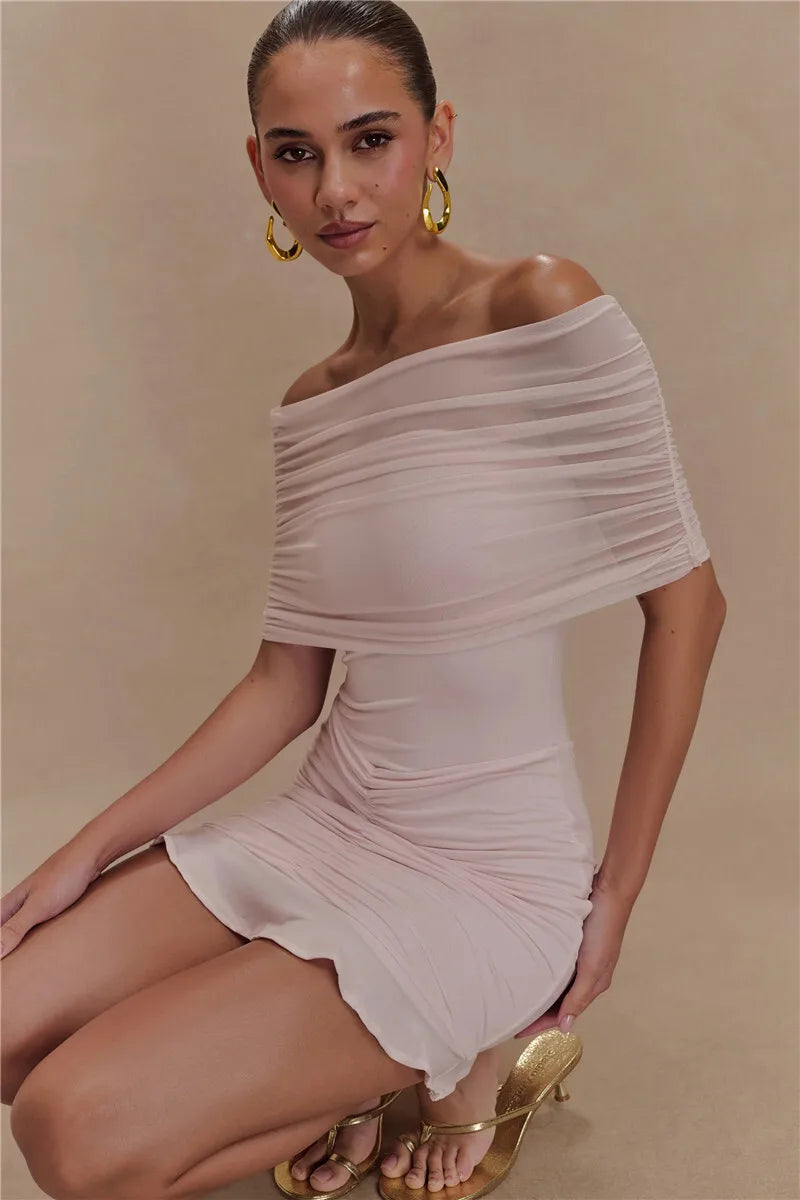 שמלת מיני סטרפלס- לילך