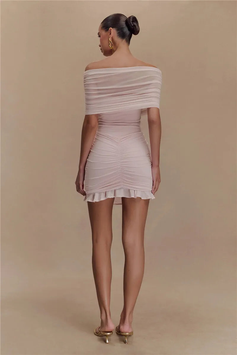 שמלת מיני סטרפלס- לילך