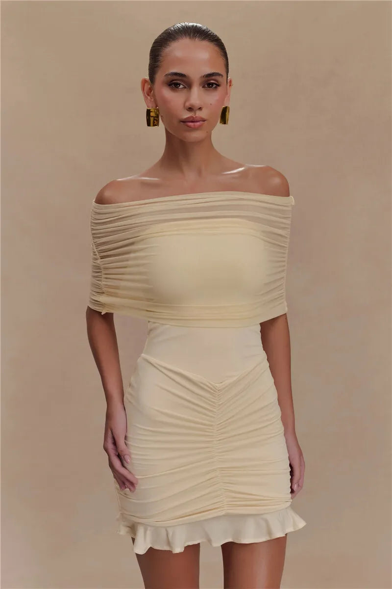 שמלת מיני סטרפלס- לילך