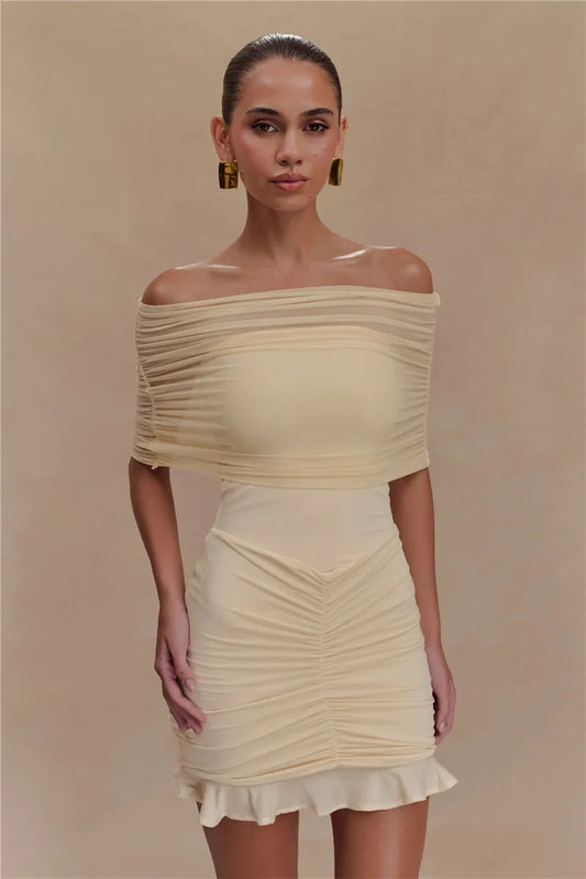 שמלת מיני סטרפלס- לילך