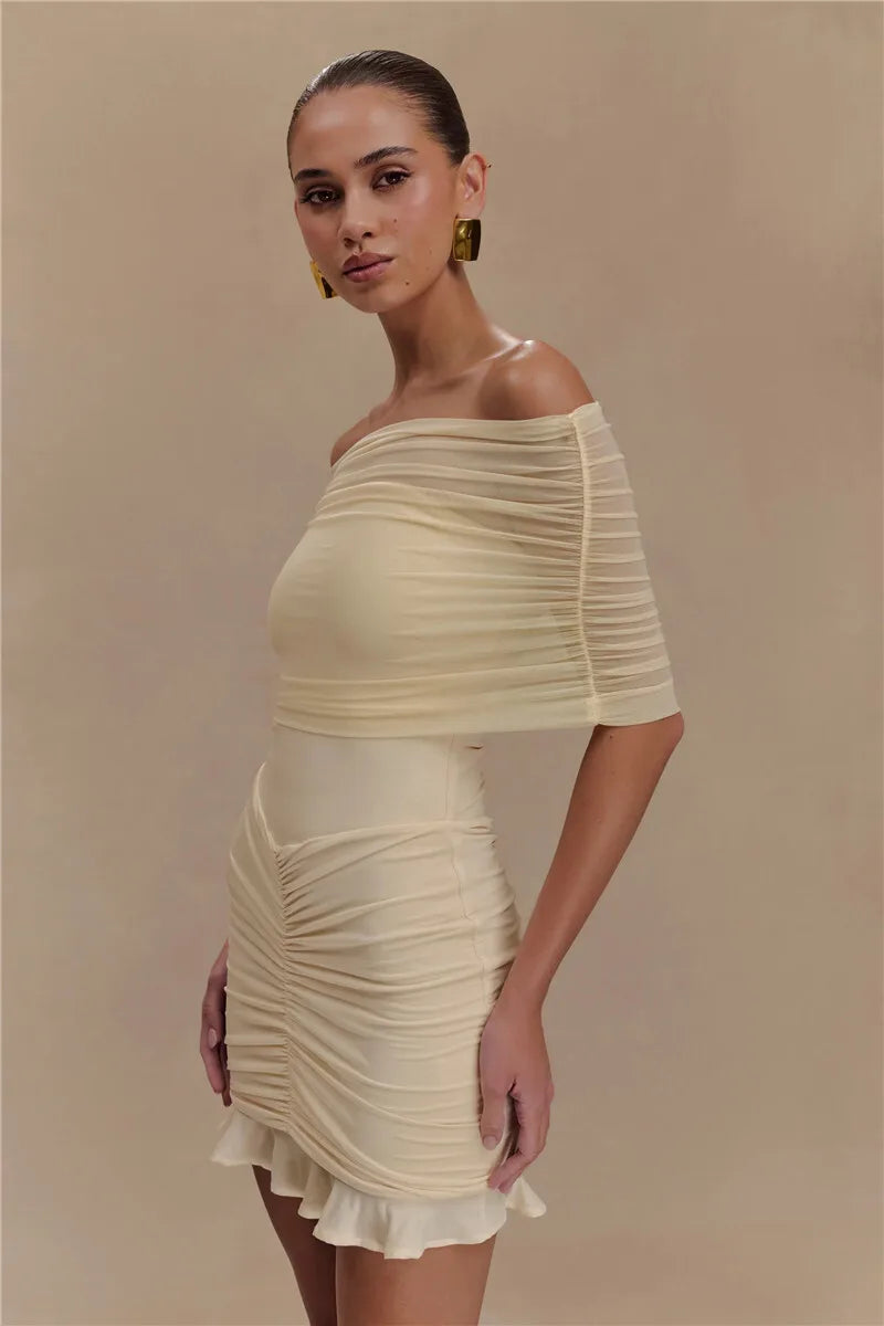 שמלת מיני סטרפלס- לילך