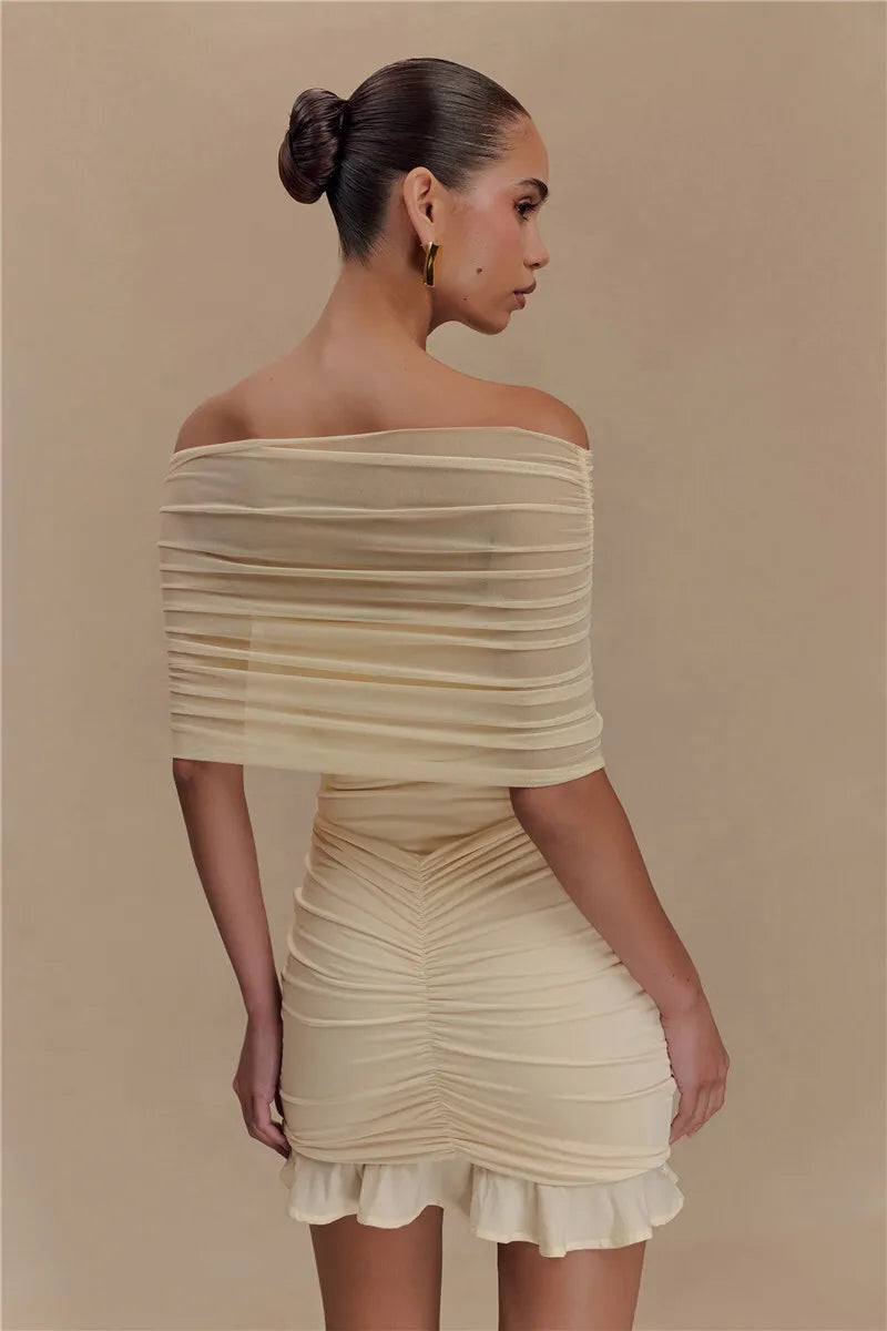 שמלת מיני סטרפלס- לילך