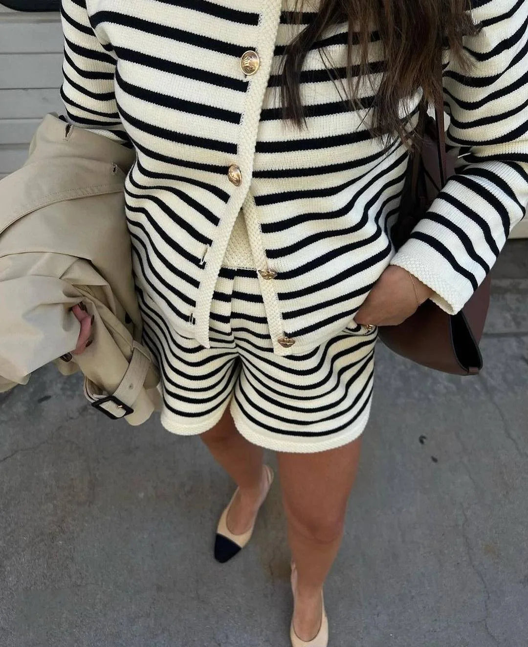 חליפת פסים סרוגה ונוחה- רומא