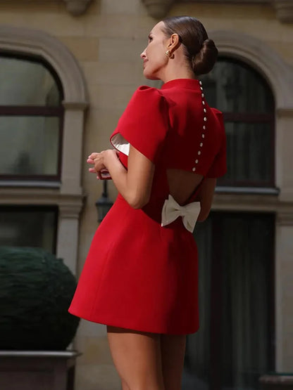 שמלת מיני אלגנטית אדומה- שני